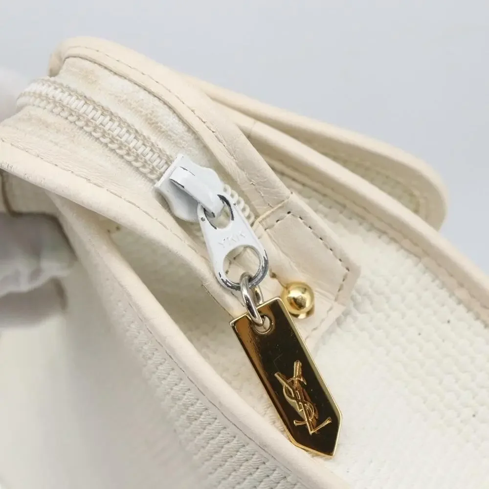 Saint Laurent Coated Canvas Clutch Bag White Gold